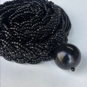 Black Braided Beaded Black Rope Belt